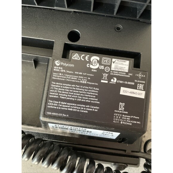 Polycom VVX 450 Ring Central Business VoIP Phone Black VVX450 Parts/Repair Only - Picture 8 of 10